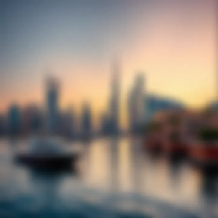 Dubai Skyline at Dawn A stunning view of Dubai skyline during the pre-dawn hours