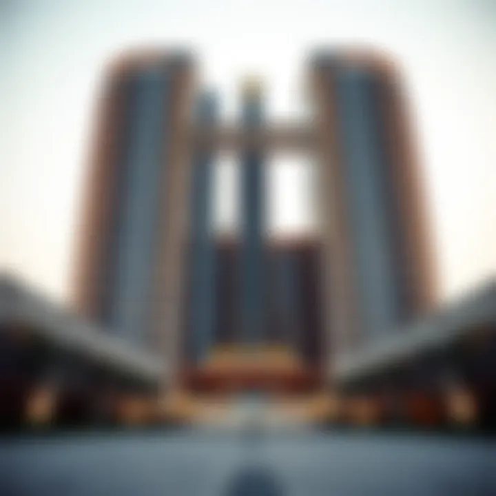 Architectural view of Ajman Pearl Tower showcasing its unique design