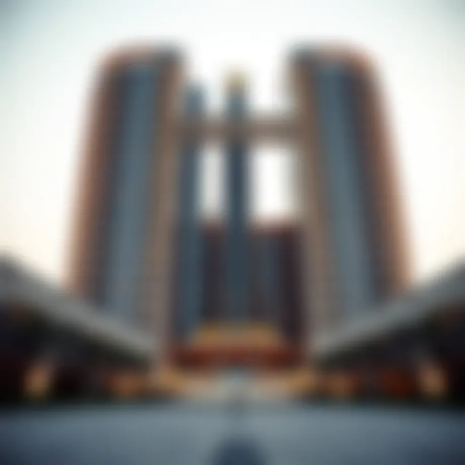 Architectural view of Ajman Pearl Tower showcasing its unique design