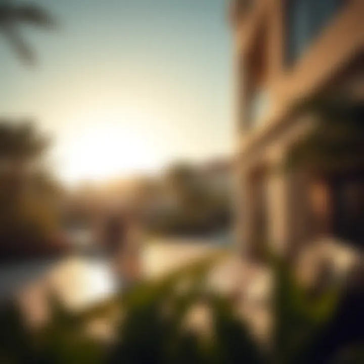 A serene lifestyle scene in the surroundings of Al Hamriya Residence II highlighting community spaces