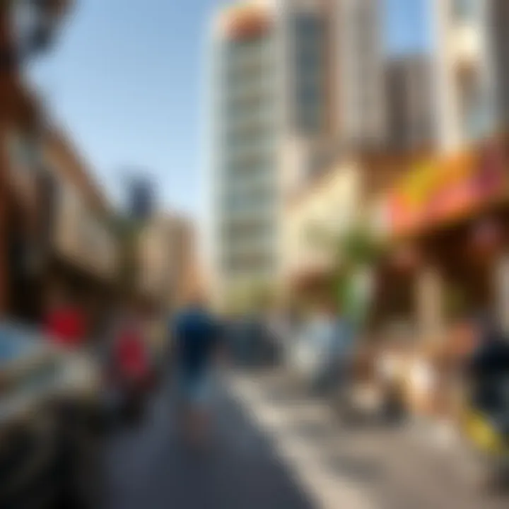 Vibrant Lifestyle Surrounding Al Ras Building A bustling street scene around Al Ras Building depicting the vibrant local lifestyle