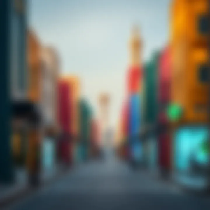 Colorful cultural landmarks along Al Safa Street