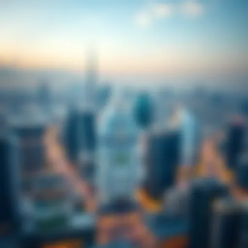Aerial view of the skyline of Dubai and Abu Dhabi
