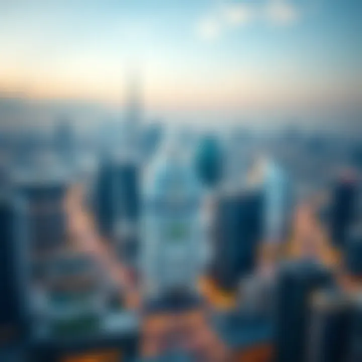 Aerial view of the skyline of Dubai and Abu Dhabi