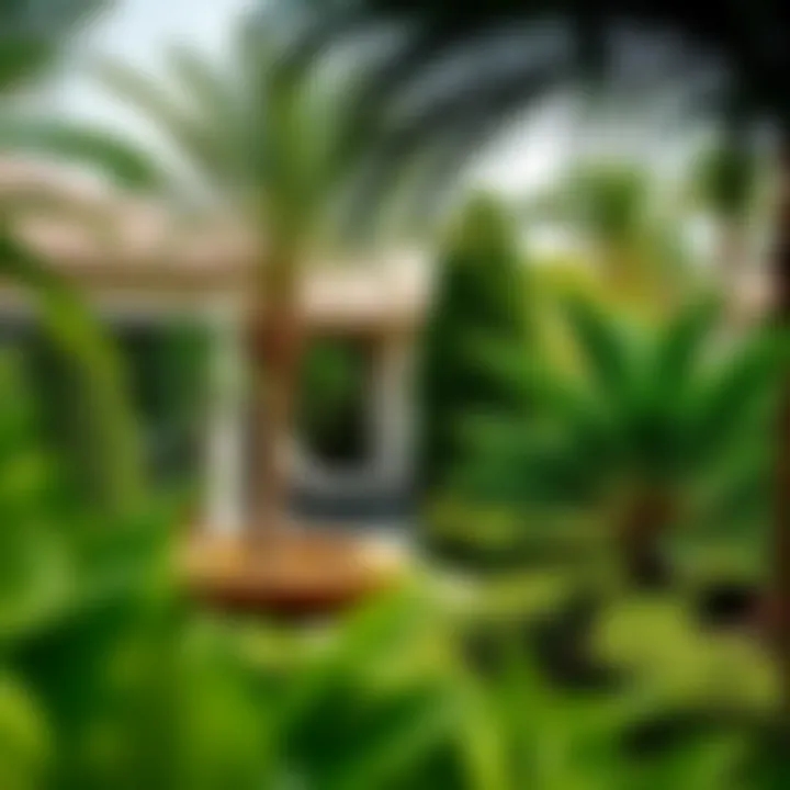 Beautiful garden surrounding a villa