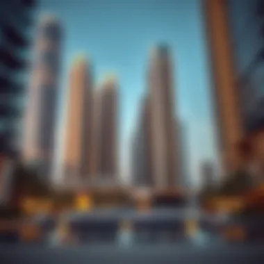 Modern Architecture in JLT A serene view of Jumeirah Lake Towers showcasing modern architecture