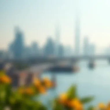 Panoramic view of the Dubai skyline with Binghatti Riverside in focus