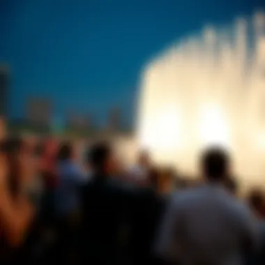 Crowd gathered to watch the Burj Fountain show
