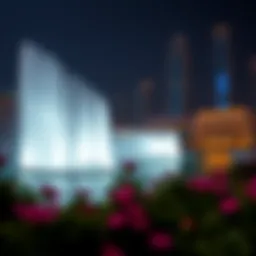 Majestic view of the Burj Fountain at night