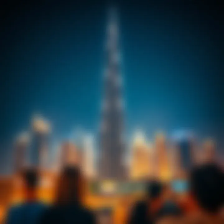 Burj Khalifa Night Illumination Night illumination of the Burj Khalifa against the skyline