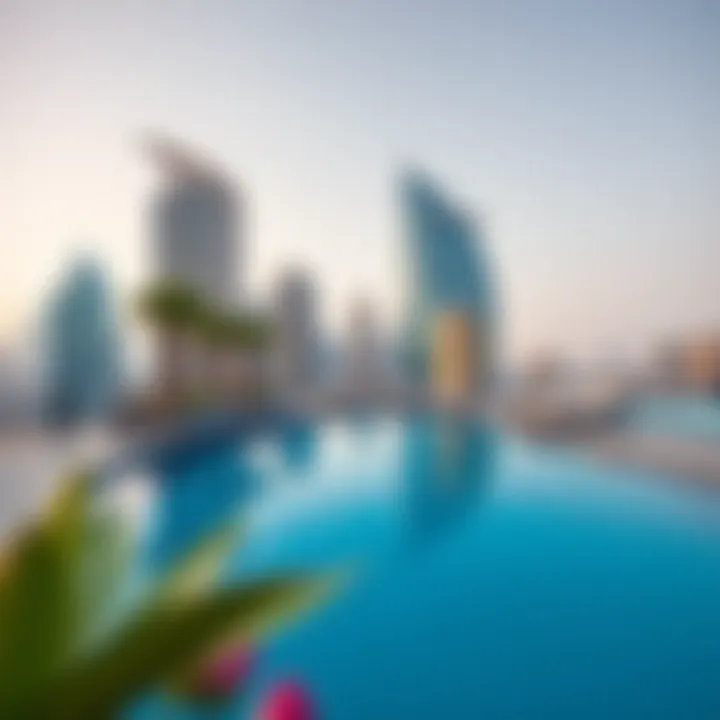 Breathtaking Rooftop Pool View City Walk Hotel rooftop pool with skyline view