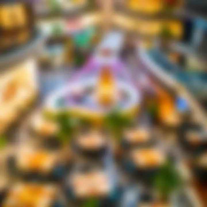 Aerial view of Cityland Mall dining options