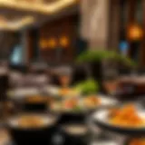 Elegant dining setup with diverse cuisines