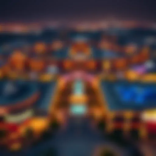 Aerial view of Global Village in Dubai during its closing season.