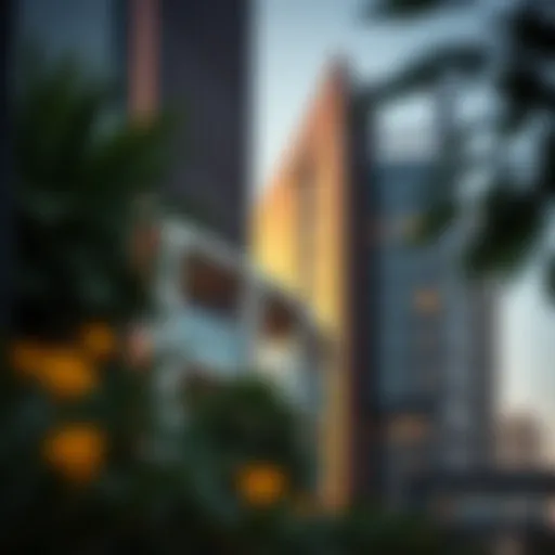 A detailed view of the Ejari Center's exterior showcasing modern architecture