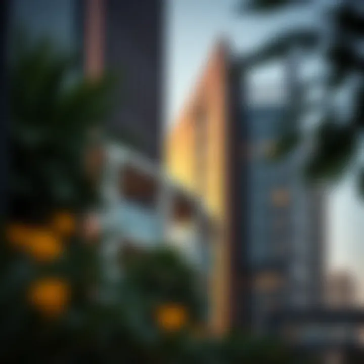 A detailed view of the Ejari Center's exterior showcasing modern architecture