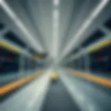 A detailed view of a Dubai metro station showcasing modern design