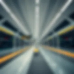 A detailed view of a Dubai metro station showcasing modern design