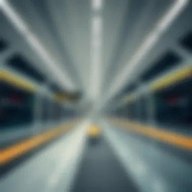 A detailed view of a Dubai metro station showcasing modern design