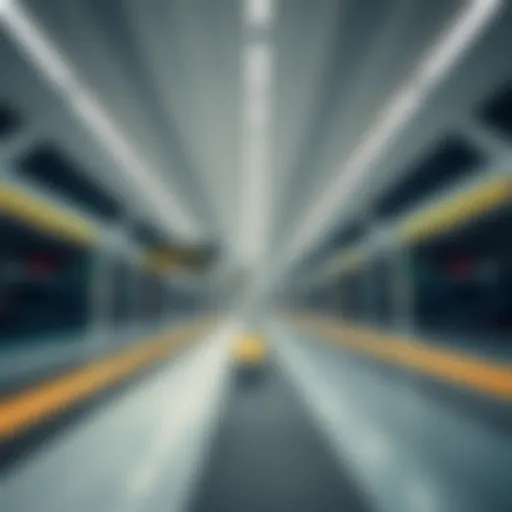 A detailed view of a Dubai metro station showcasing modern design