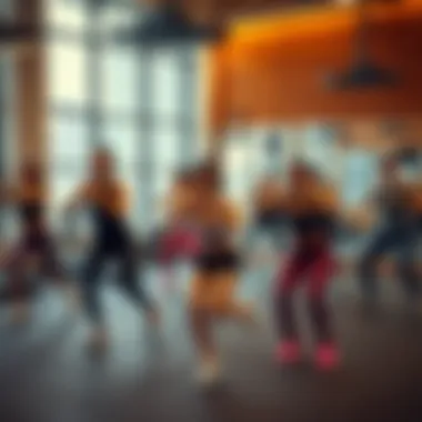 Dynamic Group Fitness Experience Group fitness class in JVC demonstrating community engagement