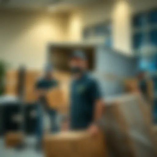 Professional moving team in action