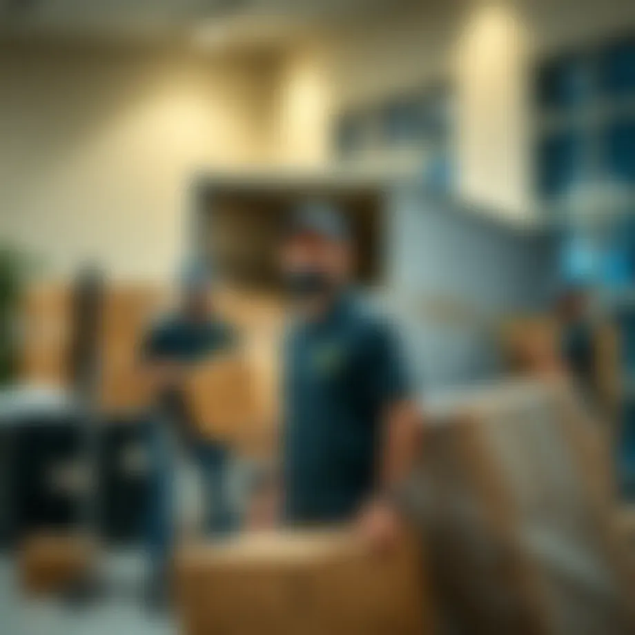 Professional moving team in action