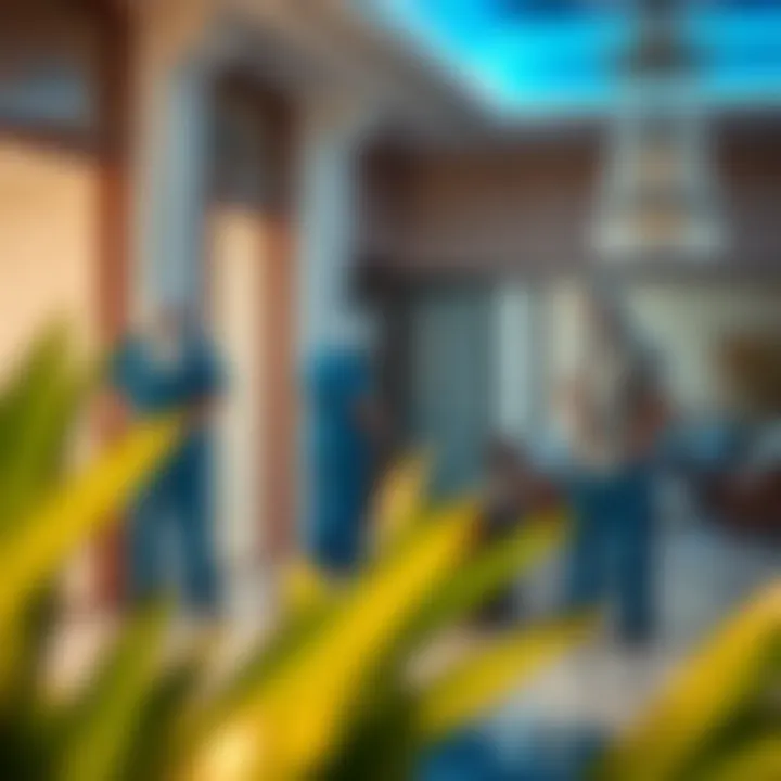 Expert Cleaning Team at Work Professional cleaning team utilizing advanced equipment in a villa