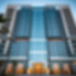 Striking façade of the Al Qubaisi Building showcasing modern architectural design