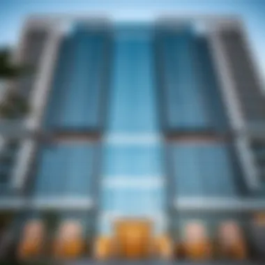 Striking façade of the Al Qubaisi Building showcasing modern architectural design