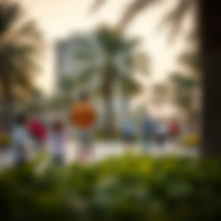 Community Engagement at Corniche Park Visitors engaging in recreational activities at Corniche Park, illustrating community involvement.