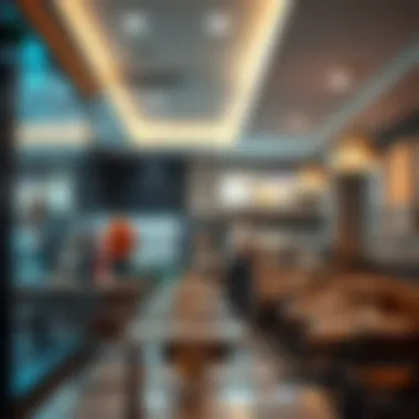 Modern Fast Food Restaurant Interior Interior design of a modern fast food restaurant