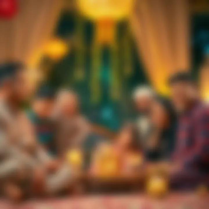 A vibrant family gathering celebrating Eid with joy