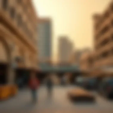 Architectural view of Deira Fish Market with surrounding buildings