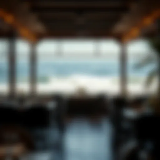 Coastal Restaurant Ambiance Scenic view of a coastal restaurant with ocean waves