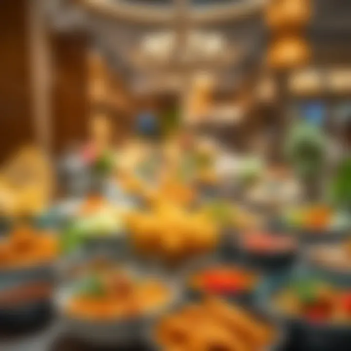 Diverse international cuisine spread