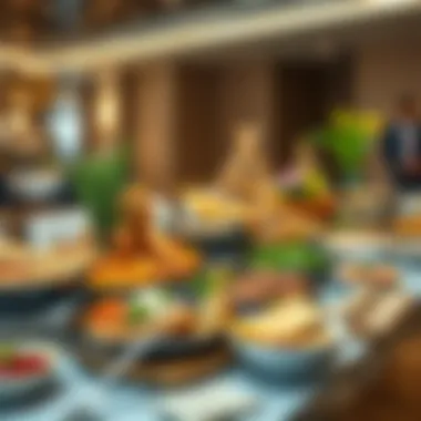 Diverse Culinary Offerings from Around the World An array of international cuisines displayed on a buffet table