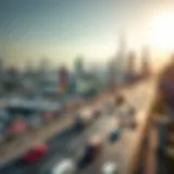 Dubai skyline with traffic