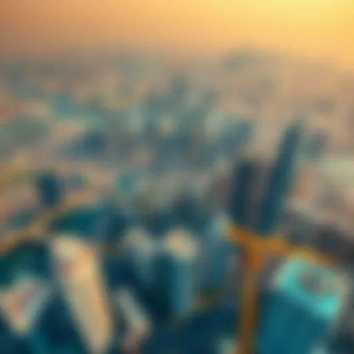 Dubai's Evolving Skyline: A Bird's Eye Perspective Aerial view of Dubai's skyline under construction