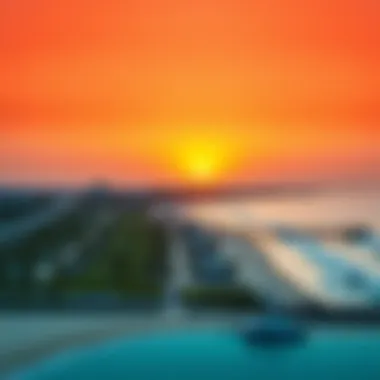 Stunning Sunset Over Kite Beach A panoramic view of Dubai Kite Beach at sunset