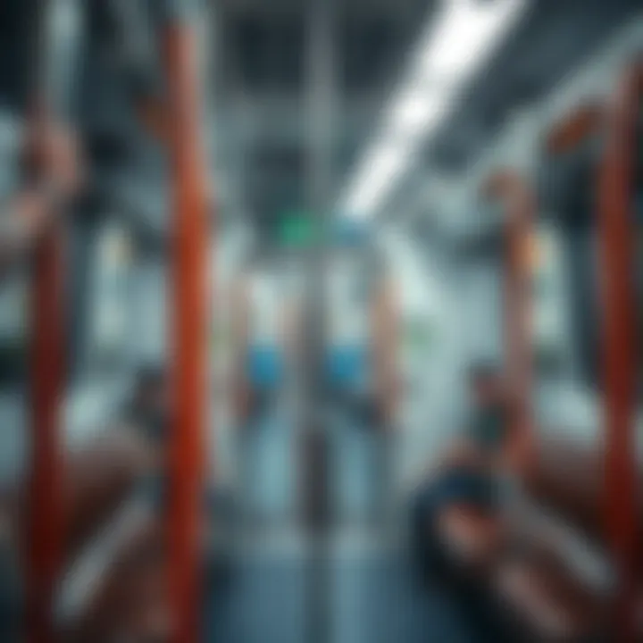 Interior view of a Dubai metro train highlighting convenience