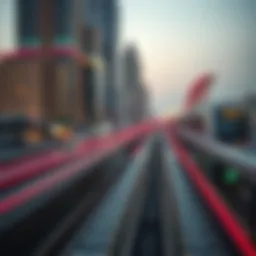 Overview of the Dubai Metro Red Line with stations highlighted