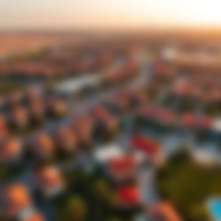 Aerial view of a vibrant Dubai neighborhood with parks and amenities