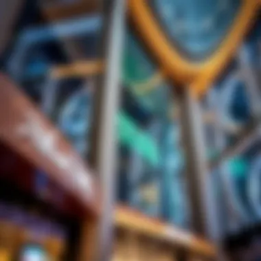 Architectural details of Dubia Mall's facade