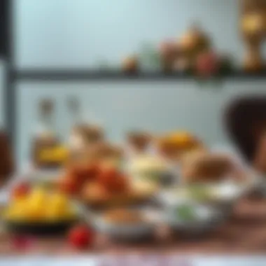 A beautifully set table with traditional Eid dishes, symbolizing the cultural significance of shared meals.