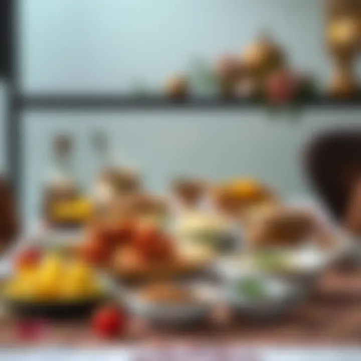 A beautifully set table with traditional Eid dishes, symbolizing the cultural significance of shared meals.