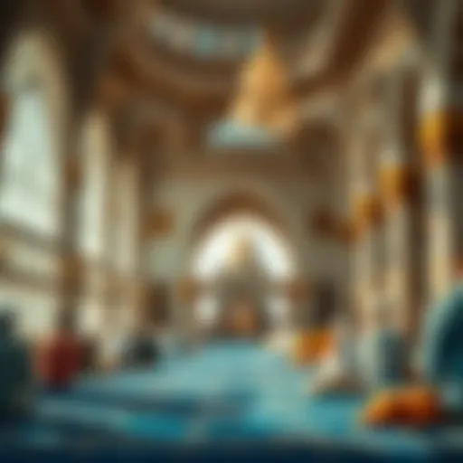 Spiritual Ambiance of Eid Prayer Serene setting for Eid prayer highlighting the spiritual ambiance