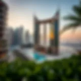 Architectural Elegance of Etihad Towers A panoramic view of Etihad Towers showcasing its architectural elegance