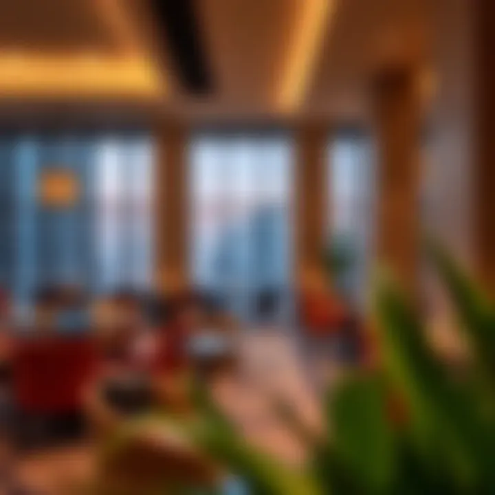 A tranquil atmosphere within the lounge area of a restaurant in Etihad Towers