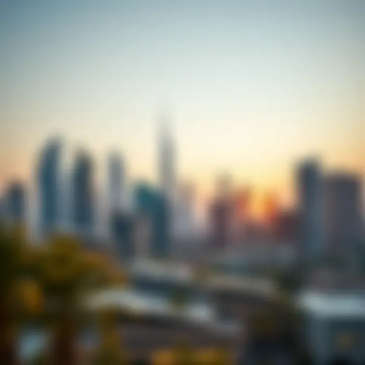 Modern Dubai Skyline A skyline view of Dubai showcasing modern architecture